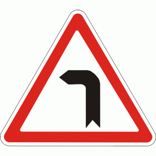 Дорожный знак 1.2 Опасный поворот на лево 900 мм