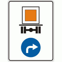 Дорожный знак 4.18.2 Направление движения транспортных средств с опасными грузами Направо 700 м х 1050 мм