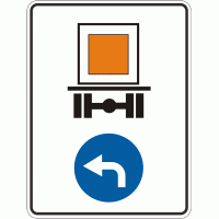 Дорожный знак 4.18.3 Направление движения транспортных средств с опасными грузами Налево 700 м х 1050 мм