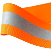 Тканевая светоотражающая лента оранжевого цвета 2 см х 50 м